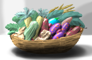 Harvested vegetables in a basket